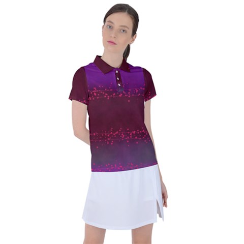 Red Splashes On Purple Background Women s Polo Tee by SychEva