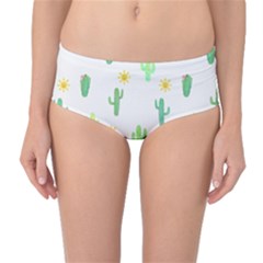 Green Cacti With Sun Mid-waist Bikini Bottoms by SychEva