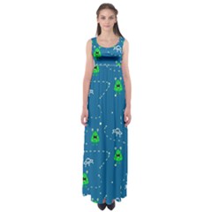 Funny Aliens With Spaceships Empire Waist Maxi Dress by SychEva