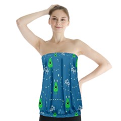 Funny Aliens With Spaceships Strapless Top by SychEva