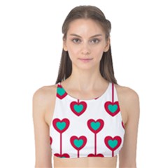 Red Hearts On A White Background Tank Bikini Top by SychEva