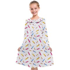 Multicolored Pencils And Erasers Kids  Midi Sailor Dress by SychEva