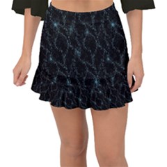 Turquoise Abstract Flowers With Splashes On A Dark Background  Abstract Print Fishtail Mini Chiffon Skirt by SychEva
