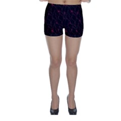 Pink Abstract Flowers With Splashes On A Dark Background  Abstract Print Skinny Shorts by SychEva