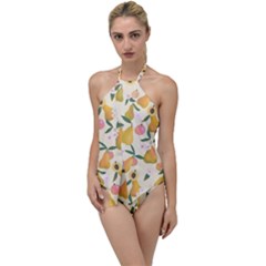 Yellow Juicy Pears And Apricots Go With The Flow One Piece Swimsuit by SychEva