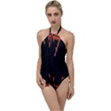 Red And Black Abstract Grunge Print Go with the Flow One Piece Swimsuit View1