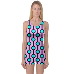 A Chain Of Blue Circles One Piece Boyleg Swimsuit by SychEva