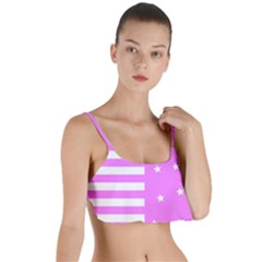 Saturated Pink Lines And Stars Pattern, Geometric Theme Layered Top Bikini Top  by Casemiro
