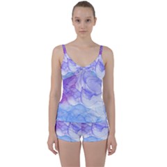 Purple And Blue Alcohol Ink  Tie Front Two Piece Tankini by Dazzleway