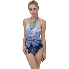 Blue Alcohol Ink Go With The Flow One Piece Swimsuit by Dazzleway
