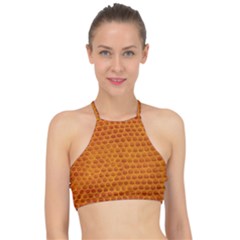 Leatherette 5 Brown Racer Front Bikini Top by skindeep