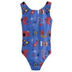Blue 50s Kids  Cut-out Back One Piece Swimsuit by InPlainSightStyle