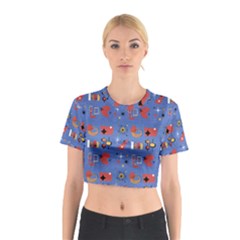 Blue 50s Cotton Crop Top by InPlainSightStyle