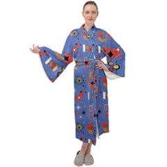 Blue 50s Maxi Velour Kimono by InPlainSightStyle