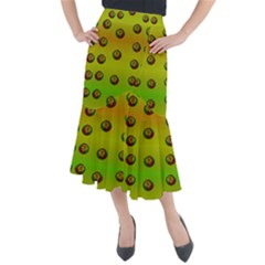 Sun Flowers For Iconic Pleasure In Pumpkin Time Midi Mermaid Skirt by pepitasart