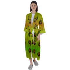 Sun Flowers For Iconic Pleasure In Pumpkin Time Maxi Satin Kimono by pepitasart