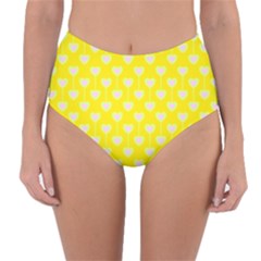 Purple Hearts On Yellow Background Reversible High-waist Bikini Bottoms by SychEva