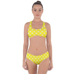 Purple Hearts On Yellow Background Criss Cross Bikini Set by SychEva