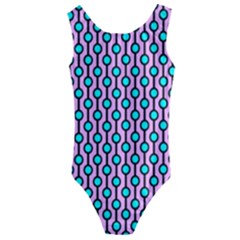 Blue Circles On Purple Background Geometric Ornament Kids  Cut-out Back One Piece Swimsuit by SychEva