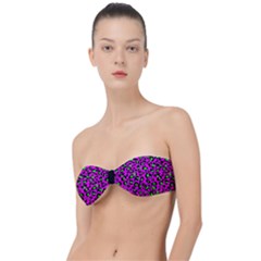Pink And Green Leopard Spots Pattern Classic Bandeau Bikini Top  by Casemiro