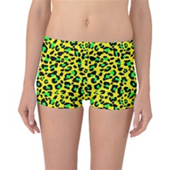 Yellow And Green, Neon Leopard Spots Pattern Boyleg Bikini Bottoms by Casemiro