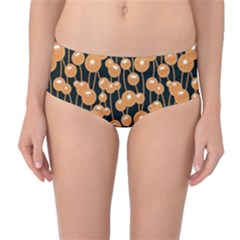 Orange Dandelions On A Dark Background Mid-waist Bikini Bottoms by SychEva