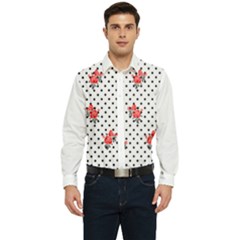 Red Vector Roses And Black Polka Dots Pattern Men s Long Sleeve  Shirt by Casemiro