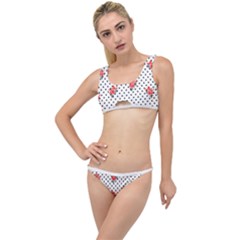 Red Vector Roses And Black Polka Dots Pattern The Little Details Bikini Set by Casemiro