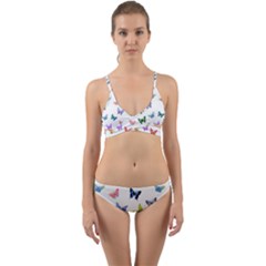 Cute Bright Butterflies Hover In The Air Wrap Around Bikini Set by SychEva