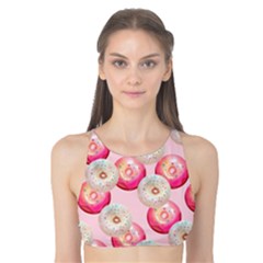 Pink And White Donuts Tank Bikini Top by SychEva