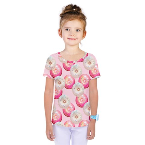 Pink And White Donuts Kids  One Piece Tee by SychEva