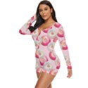 Pink And White Donuts Long Sleeve Boyleg Swimsuit View2