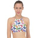 Bright Butterflies Circle In The Air Racer Front Bikini Top View1