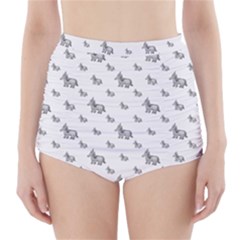 Grey Unicorn Sketchy Style Motif Drawing Pattern High-waisted Bikini Bottoms by dflcprintsclothing