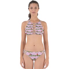 Bullfinches Sit On Branches On A Pink Background Perfectly Cut Out Bikini Set by SychEva