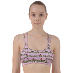 Bullfinches Sit On Branches On A Pink Background Line Them Up Sports Bra by SychEva