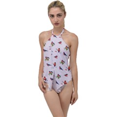 Bullfinches Sit On Branches Go With The Flow One Piece Swimsuit by SychEva