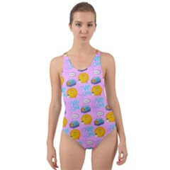 Cartoon Pattern Cut-out Back One Piece Swimsuit