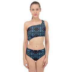 Blue Pattern Spliced Up Two Piece Swimsuit by Dazzleway