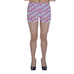 Pink And White Donuts On Blue Skinny Shorts by SychEva