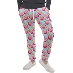 Pink And White Donuts On Blue Men s Jogger Sweatpants by SychEva