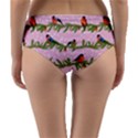 Bullfinches Sit On Branches On A Pink Background Reversible Mid-Waist Bikini Bottoms View4