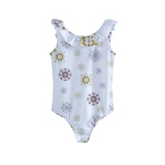 Magic Snowflakes Kids  Frill Swimsuit by SychEva