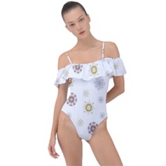 Magic Snowflakes Frill Detail One Piece Swimsuit by SychEva