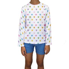 Small Multicolored Hearts Kids  Long Sleeve Swimwear by SychEva