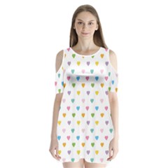 Small Multicolored Hearts Shoulder Cutout Velvet One Piece by SychEva