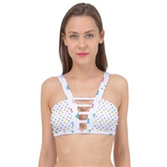 Small Multicolored Hearts Cage Up Bikini Top by SychEva