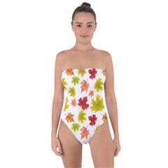 Bright Autumn Leaves Tie Back One Piece Swimsuit by SychEva