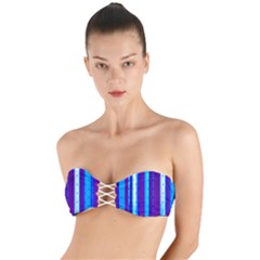 Warped Stripy Dots Twist Bandeau Bikini Top