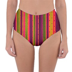 Warped Stripy Dots Reversible High-waist Bikini Bottoms by essentialimage365